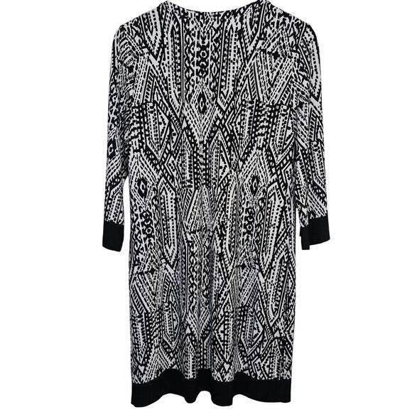 Ruby Rd Women's Tribal Black White Sheath Dress‎ Medium Knee Length V-Neck - Picture 7 of 7